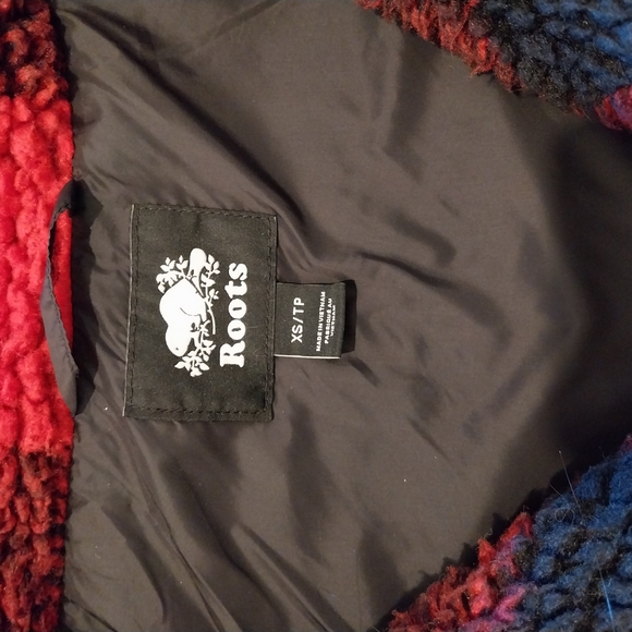 Women's Red and Black Sherpa Jacket - Picture 3 of 5